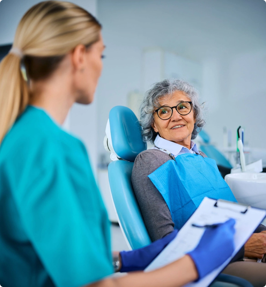 Patient dentist at clinic