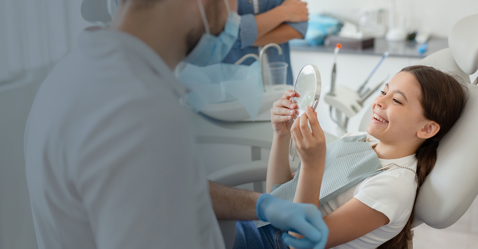 Young girl dentist clinic